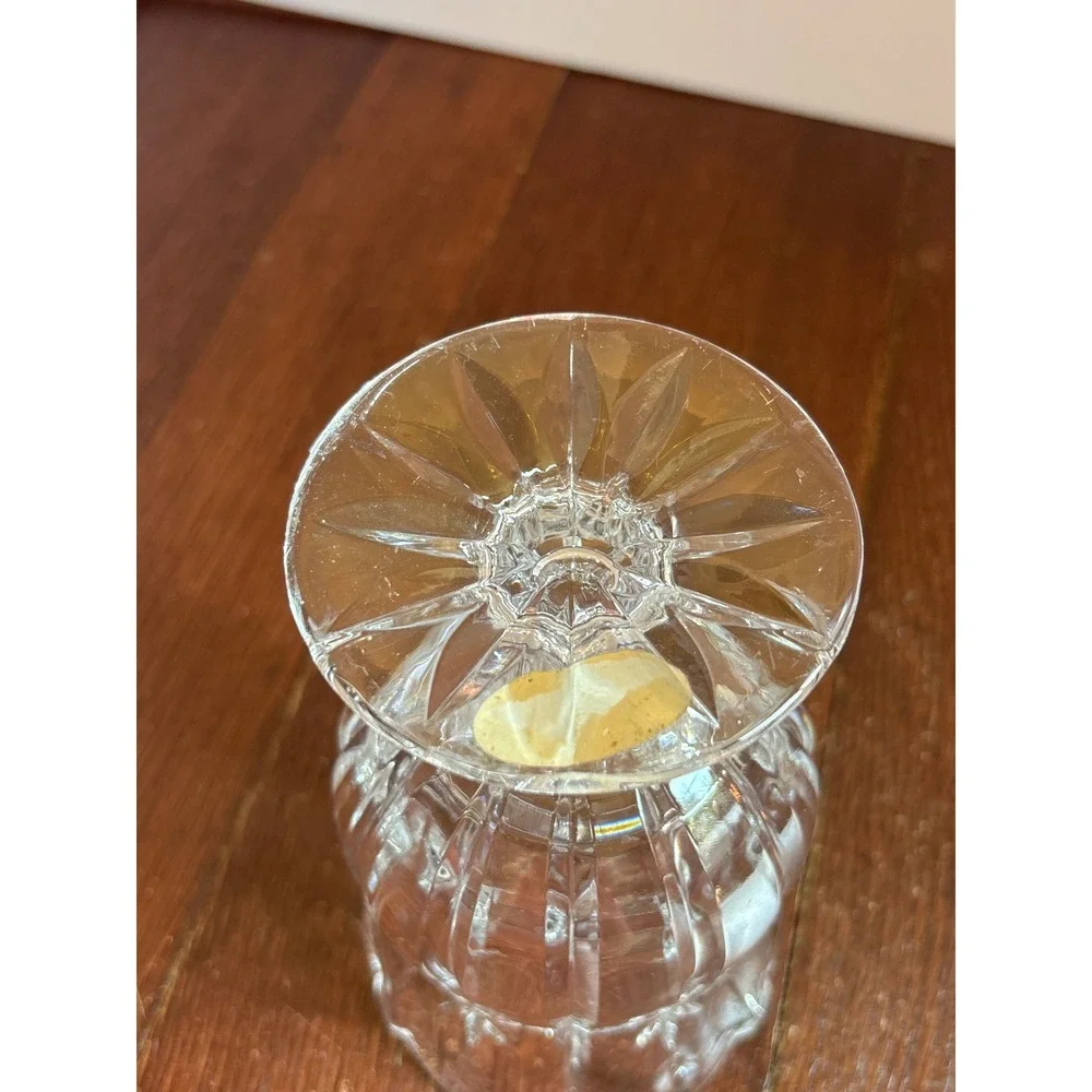 Block Hand Crafted 24% Full Lead Crystal Footed Vase Scalloped Rim 7 Inch
